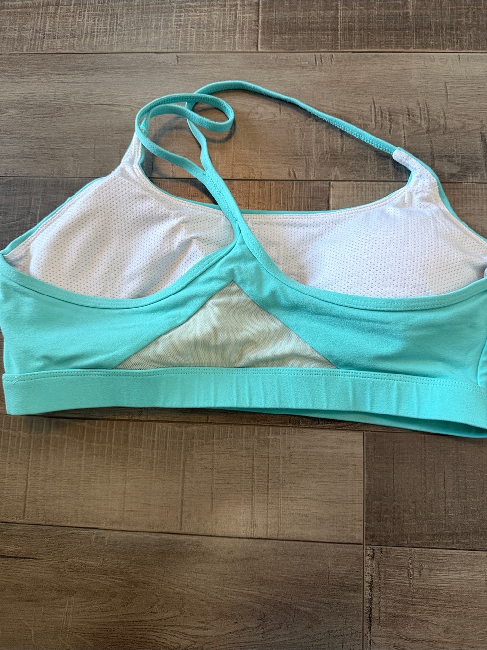Light Support Double-Strap Sports Bra - Aqua & Black - Picture 4 of 6